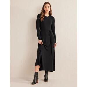 Boden $98 Skirt Detail Jersey Long Sleeve Midi Dress in Black Size 2